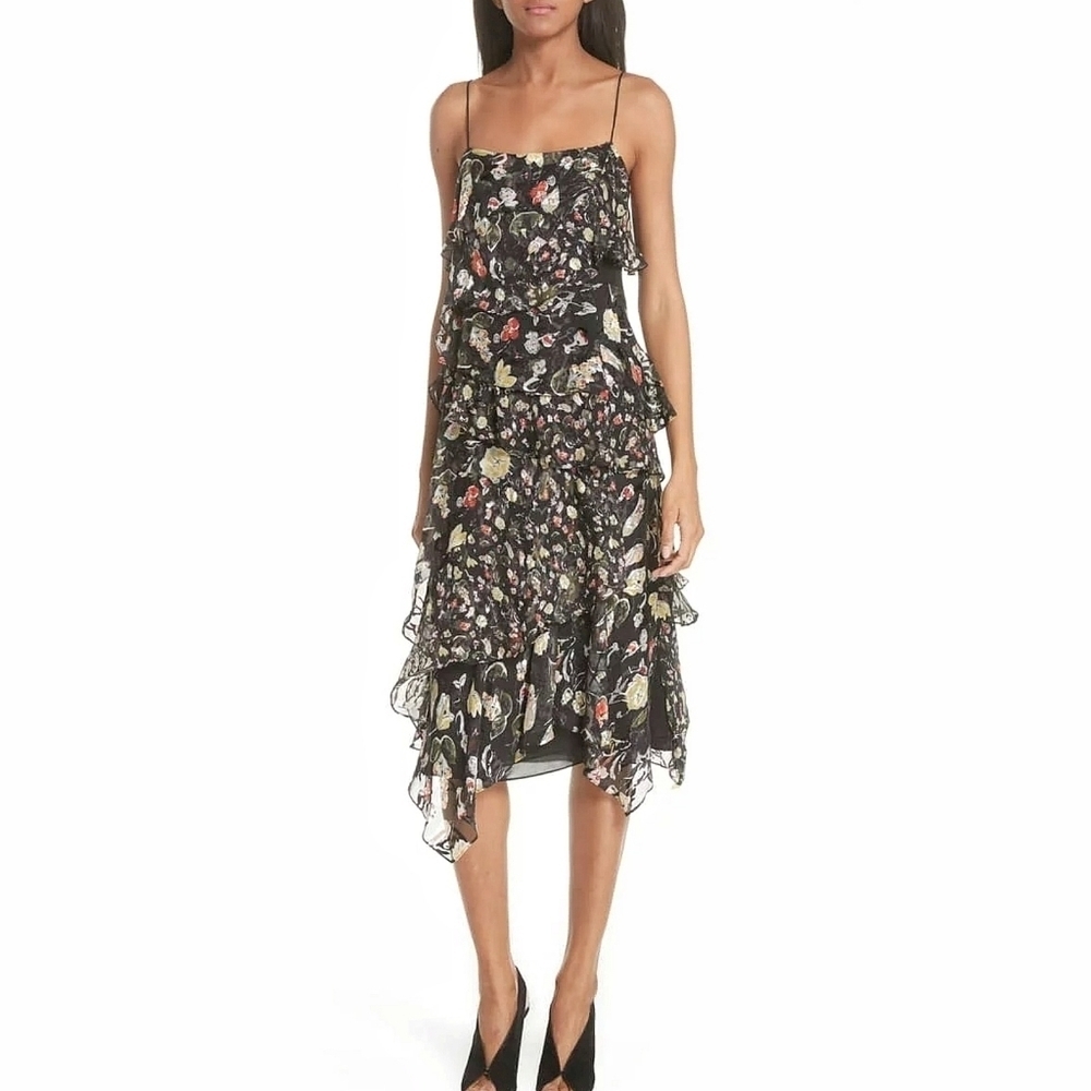 NEW Jason Wu Grey | Painted Floral Silk Chiffon dress 2‎